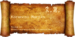 Korencsi Martin névjegykártya