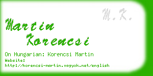 martin korencsi business card